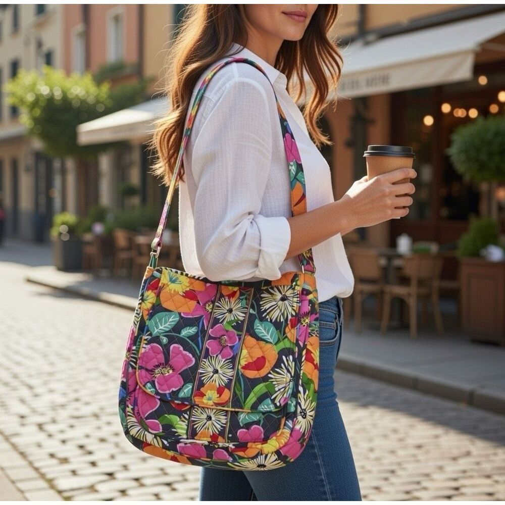 Vera Bradley Jazzy Blooms Mailbag Quilted Cross Body Adjustable Strap NWT